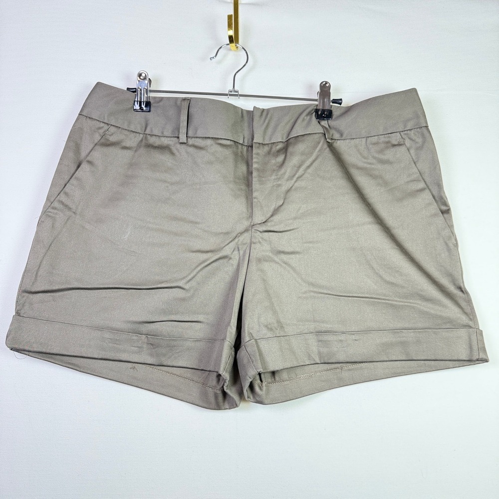 INC Taupe Gray Cuffed Cotton Blend Stretch Chino Shorts 14